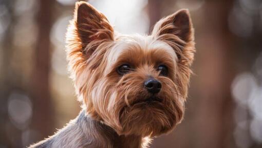 Yorkshire Terrier schaut in die Kamera