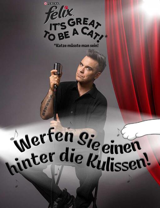 Robbie singt hinter dem Vorhang