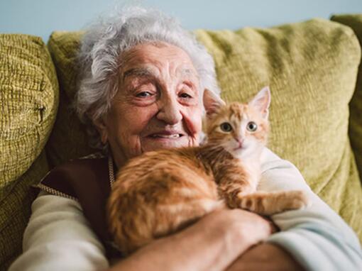Alte Frau mit Katze