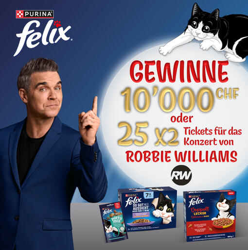 Gewinne CHF 10‘000.- oder 25x 2 Tickets für das Konzert von Robbie Williams